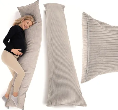Produktbild von Schwangerschaftskissen 40x145 cm | Schwangerschaftskissen | Allergiker geeignet (Beige, 145 x 40 cm)