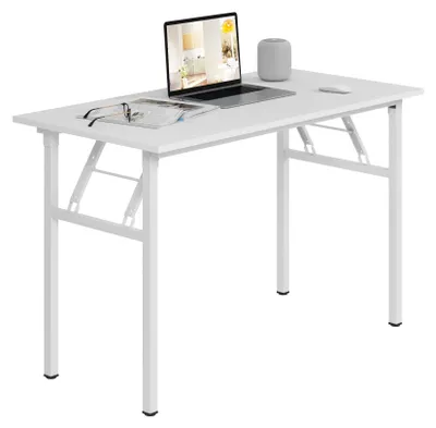 Imagen del producto de Mesa plegable, blanca, de 75x60x100 cm, escritorio para ordenador y trabajo, ideal para oficina y estudio