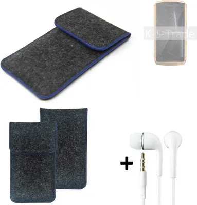 Produktbild von K-S-Trade Handy Schutz Hülle kompatibel mit Cubot Pocket Schutzhülle Handyhülle Filztasche Pouch Tasche Case Sleeve Filzhülle dunkelgrau, blauer