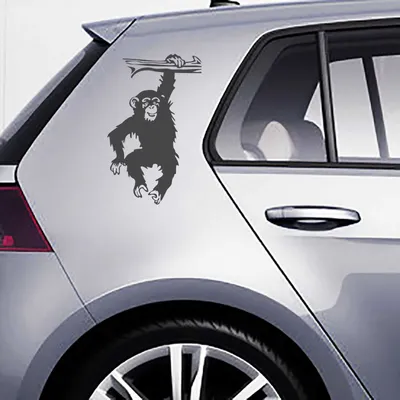 Produktbild von Aufkleber - Autoaufkleber-Set Schimpanse, 2 Stk. je 50cm x 31cm Graphit metallic - Tuning Carystyling Heckscheibe Auto