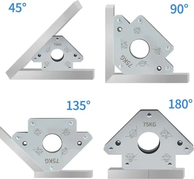 Obrázok produktu pre 75 kg Pomocné nástroje na elektrické zváranie Magnetický držiak polohovacieho nástroja Pravý uhol Viacuholový fixátor pre rúry Montážny držiak 45° 90° 135° 180°