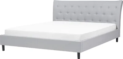 Zdjęcie produktu dla BELIANI Łóżko jasnoszare tapicerowane 180 x 200 cm z ramą stelażem i pikowanym zagłówkiem