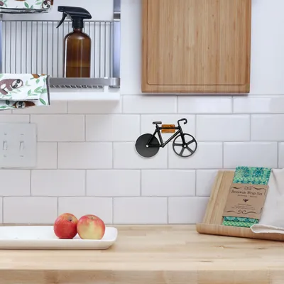 Produktbild von Bike Fahrrad Pizza Schneider mit magnetischer Halterung & Bodenständer, Farbe:Schwarz