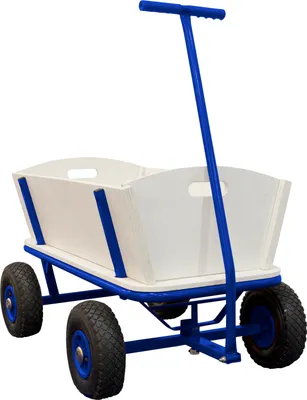 Image de Sunny Billy Chariot De Jardin, Bois - Bleu - 94X61X97Cm/100 Kilos Max | 4 Roues
