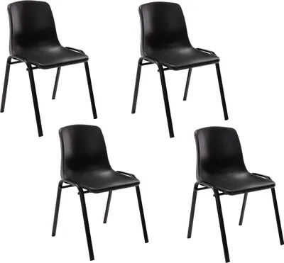 Produktbild von CLP 4er Set Stapelstuhl Nowra Kunststoff stapelbar und mit modernem Design schwarz