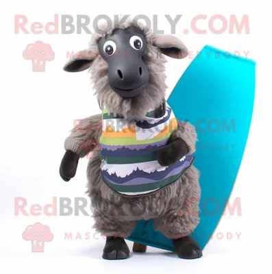 Obrázek produktu pro Kostýmová REDBROKOLY postava maskota Grey Suffolk Sheep oblečená v šortkách a šátcích