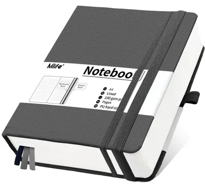 Image de Cahier A4, format ligné, 360 pages, grammage 100g/m², couverture rigide, couleur gris