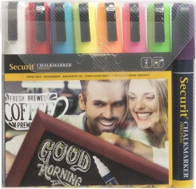 Immagine prodotto di Securit pennarello a gesso MEDIUM, confezione da 8, colori base