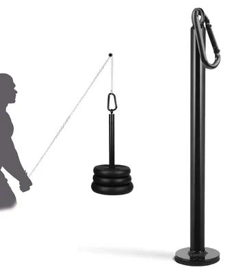 Immagine prodotto di Manubrio da fitness con caricamento a disco, lunghezza 32 cm, con ganci a carabina, colore nero, ideale per lo sviluppo muscolare