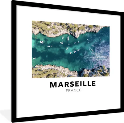 Produktbild von MuchoWow® Gerahmtes Poster Frankreich - Marseille - Wasser 40x40 cm - Poster mit Schwarzem Bilderrahmen Wandposter Rahmen Foto Bilder - Poster - Plakat im Rahmen