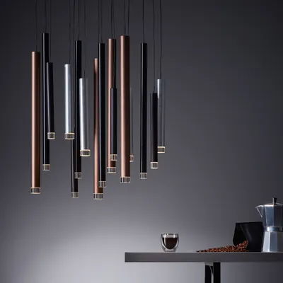 Produktbild von LED Pendelleuchte Metall/Kunststoff 16x4W 4704 lm 3000 K warmweiß HxØ 1800x553 mm Cembalo braun/kaffee