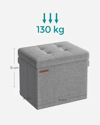 Produktbild von SONGMICS 41 cm Sitzbank mit Stauraum, klappbare Sitztruhe, Aufbewahrungsbox, Fußbank, hellgrau LSF102G02