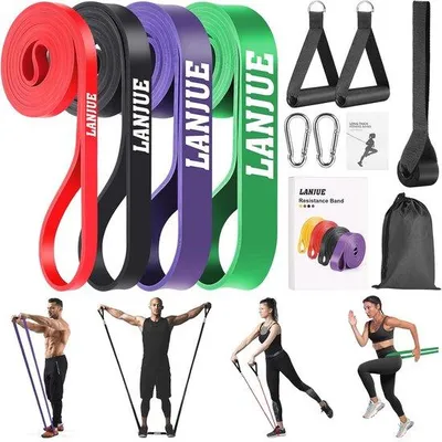 Productafbeelding van Weerstandsbanden Set voor Fitness, Pilates en Yoga - Elastische Gymbanden met Deuranker