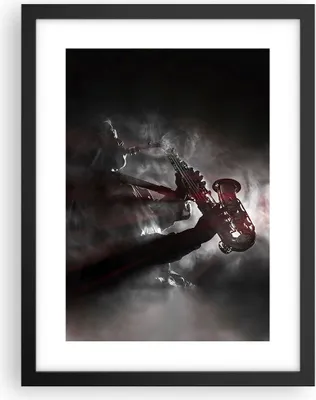 Produktbild von Gerahmtes Poster - Schwarzer Rahmen - Musiker Saxophonist Schwarz - 30x40 cm - Wand Bild - Wanddeko - Wandbilder - Wandposter - Bilderrahmen - Bilder - Kunstdruck - Wandbild - P2BPA30x40-4276