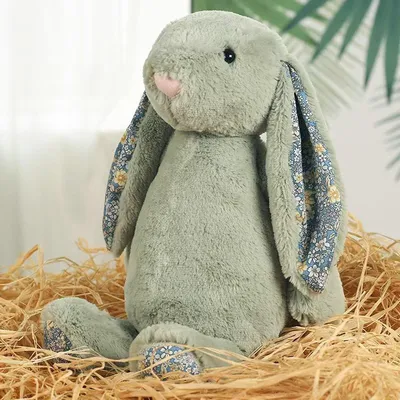 Produktbild von Plüschhase 35cm Grasgrün – Kuscheltier Hase mit Blumen-Ohren, Osterhase Stofftier für Babys & Kinder