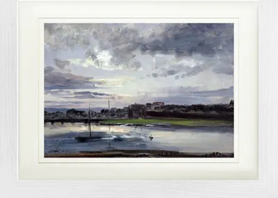 Produktbild von Johan Christian Dahl Gerahmtes Bild Mit Edlem Passepartout | Wand-Bilder | Im Bilderrahmen - Die Elbe Und Dresden-Neustadt Im Abendlicht, 1837 (30 x 40 cm)