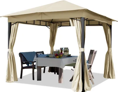Obrázek produktu pro Zahradní altán 3x3 m pavilon cca 180g/m² střešní plachta vč. 4 závěsů - champagne