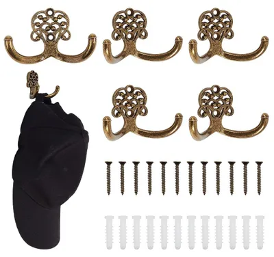 Wandhaken-Set 6er, Antik Bronze, Doppelhaken, 5,6x8,9x4,8 cm