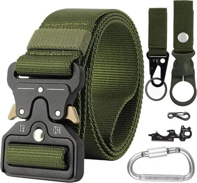 Obrázek produktu pro Vojenský nylonový popruh 125 cm – nastavitelný karabina – multifunkční popruh pro kempování, outdoorové aktivity, turistiku a sport