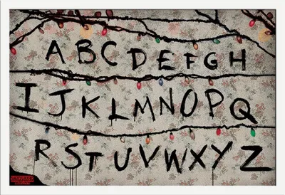 Immagine prodotto di Stranger Things - Poster - R, U, N + cornice rimovibile, Shinsuke® Maxi MDF bianco, disco acrilico