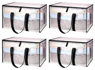 Immagine prodotto di Omgoods - Set di 4 contenitori impermeabili e resistenti, ideali per l'organizzazione, con cerniera - 69 x 38 x 36 cm