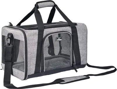 Immagine prodotto di Trasportino per animali domestici - Borsa da viaggio per cani e gatti - Trasporto sicuro - Pieghevole e traspirante - 43 x 40 x 30 cm - Grigio