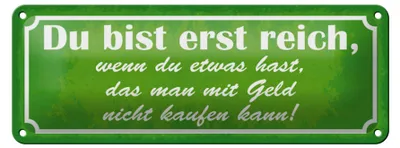 Produktbild von Blechschild Spruch 27x10cm du bist reich wenn du etwas hast Dekoration