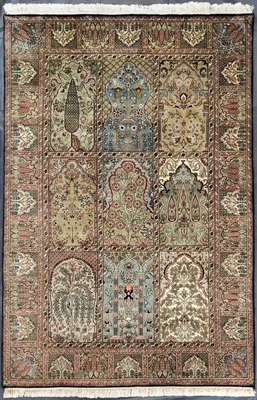 Produktbild von Teppich PASHMINA FELDER | handgeknüpft | Farbe: blau; Größe: 120x180 cm | strapazierfähig und leicht zu reinigen | Wohnzimmer | Schlafzimmer
