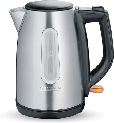 Produktbild von Wasserkocher Edelstahl SEVERIN WK 3417 1 L 2200 W Kalkfilter abwaschbar WK 3469 aus Edelstahl, gebürstetschwarzsilber Wasserkocher Wasserkocher Mit Temperatureinstellung Wasserkocher Edelstahl Wasserkocher Glas