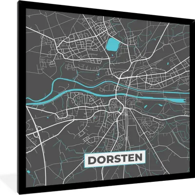 Produktbild von MuchoWow® Gerahmtes Poster Deutschland - Blau - Dorsten - Stadtplan - Karte 40x40 cm - Poster mit Schwarzem Bilderrahmen Wandposter Rahmen Foto Bilder - Mit Rahmen - Wanddekoration Schlafzimmer