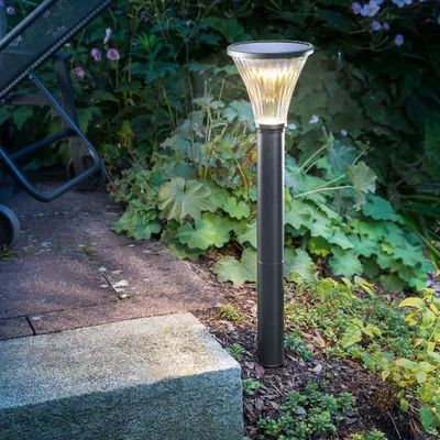 Image de esotec Solar lampe sur pied Salerno 60 cm, noir résistant aux intempéries IP64 outdoor 102528