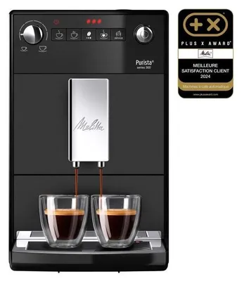 Produktbild von Kaffeevollautomat Melitta Purista F230-102, Schwarz, Edelstahl-Kegelmahlwerk, 2-Tassen-Funktion, Kompaktes Design
