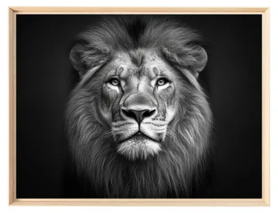 Image de Tableau mural encadré portrait lion majestueux 60x80 cm, Tableau mural moderne pour décoration intérieure