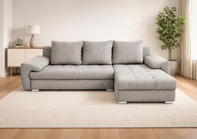 Produktbild von Ecksofa mit Schlaffunktion, ausziehbares Ecksofa VELUTO, Eckcouch mit Wellenfederung.