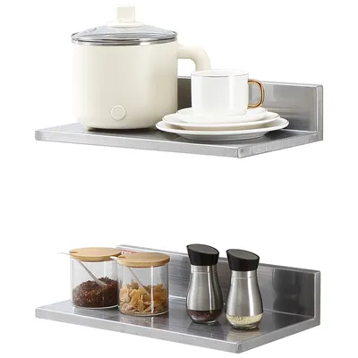 Zdjęcie produktu dla VEVOR Półka ścienna na przyprawy 2-częściowa, Wisząca półka kuchenna 406 x 218 x 85 mm, Półka pływająca ze stali nierdzewnej o nośności 20 kg, Półka ścienna na przyprawy Nadaje się do kuchni, restauracji, hoteli itp.