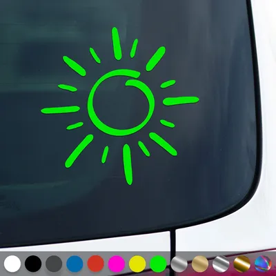 Produktbild von PantherPixel Sonne Aufkleber Sonnenschein Strand Meer Camping Sticker Auto Geschenkidee Farbe Neon-Grün