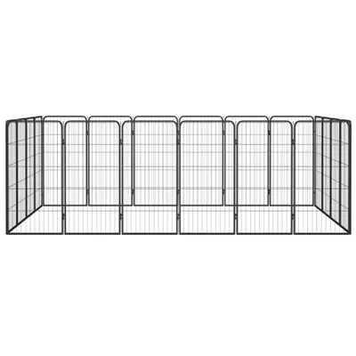 Zdjęcie produktu dla vidaXL 20-częściowy kojec dla psa czarny 50x100cm stal malowana proszkowo