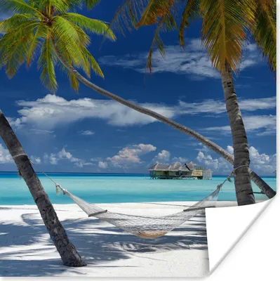 Produktbild von MuchoWow® Poster Strand - Sommer - Hängematte 75x75 cm - Wand Dekoration