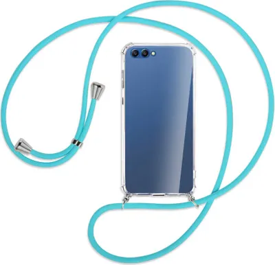 Produktbild von Handykette Backcover-Schutzhülle mit Band (Metall silberfarben) für Honor 10 - türkis