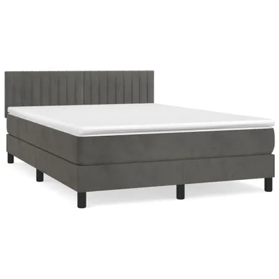 Produktbild von Boxspringbett mit Matratze Dunkelgrau 140x200 cm Samt