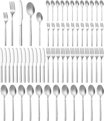 Produktbild von Besteckset 12 Personen, 60-teilig, Edelstahl, spülmaschinenfest, für Feier