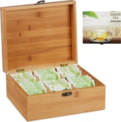 Obrázek produktu pro Bambusová krabička na čaj se 6 přihrádkami