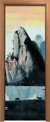 Produktbild von Türposter 70x200 cm Türaufkleber Türtapete Türfolie Klebefolie Chinesische Landschaft Berg und Fluss