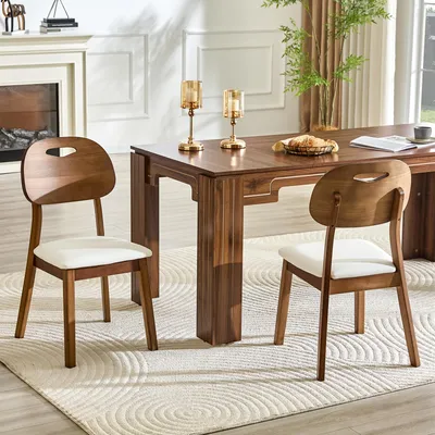 Produktbild von okwish Moderne Küchenstuhl 2er-Set mit Ovaler Rückenlehne, Esszimmerstuhl mit Tragegriff, ergonomisches Design, Weiß