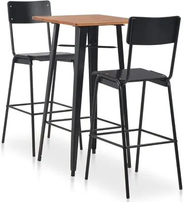 Produktbild von Bartisch Set 3-teilig Stehtisch Bistrotisch mit 2er Set Barhocker Esstisch Sitzgruppe