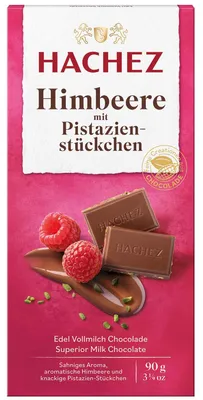 Produktbild von Hachez Himbeere mit Pistazienstückchen 90g