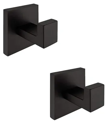 Produktbild von Handtuchhaken Edelstahl Schwarz 2er-Set Matte Wandhaken Küche Bad