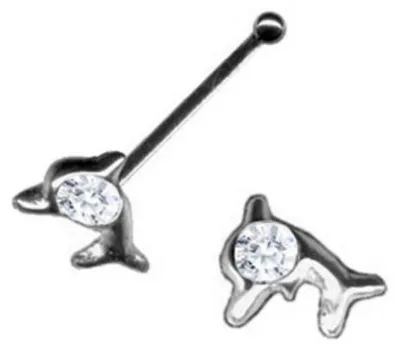 Produktbild von Nasenpiercing: Nasenstecker Piercing Delfin Delphin 925 Silber Weiß