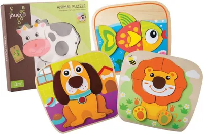Obrázok produktu pre Jouéco drevené puzzle zvieratká - Vzdelávacie hračky zvieratká od 2 rokov