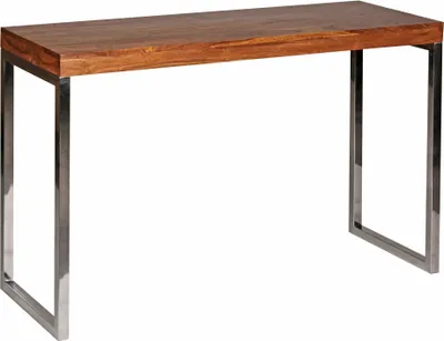 Produktbild von Konsolentisch GUNA Massivholz Sheesham Konsole mit Metallbeinen Schreibtisch 120x45 cm Landhaus-Stil Sideboard Modern Massiv Echt-holz Natur Anrichte PC-Tisch Sekretär Tisch Flur
